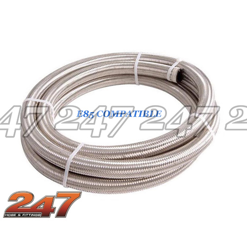 S/S BRAIDED HOSE, E85 COMPATIBLE [SIZE: -06]