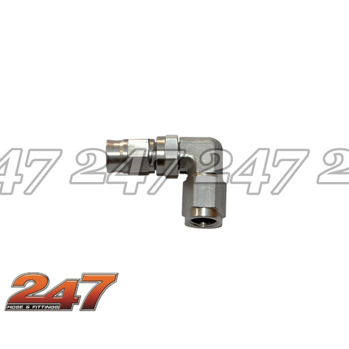 90° ONE PIECE FULL FLOW PTFE (TEFLON) HOSE END [Colour: Stainless Steel] [Size: -3AN]