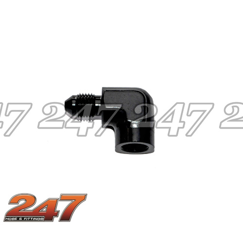 90° FEMALE NPT TO MALE AN [Color: BLACK] [size: 1/8TH NPT TO -3AN]