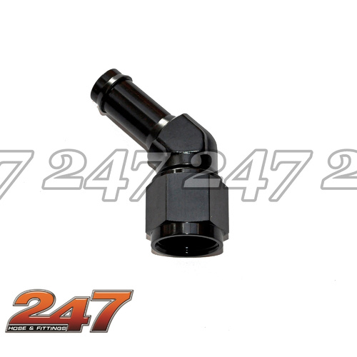 45° HOSE BARB [Color: BLACK] [size: 5/16" to -6AN]